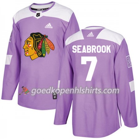 Chicago Blackhawks Brent Seabrook 7 Adidas 2017-2018 Purper Fights Cancer Practice Authentic Shirt - Mannen